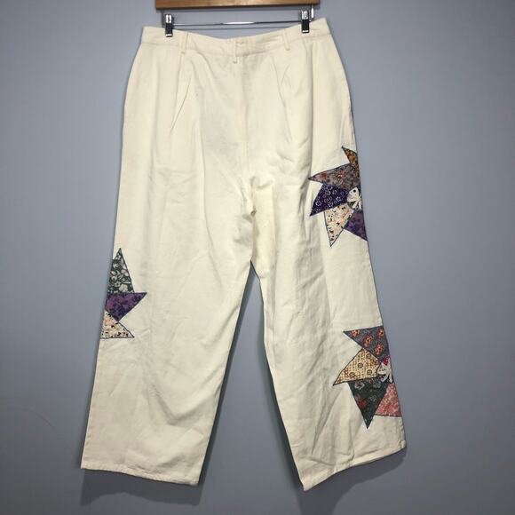 New Anthropologie x Forever That Girl Quilted Patchwork Trousers Size XL - Picture 6 of 11